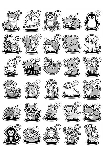 Store 30 Pieces Minimalist Animal Sticker Set - Laptop Notebook Phone