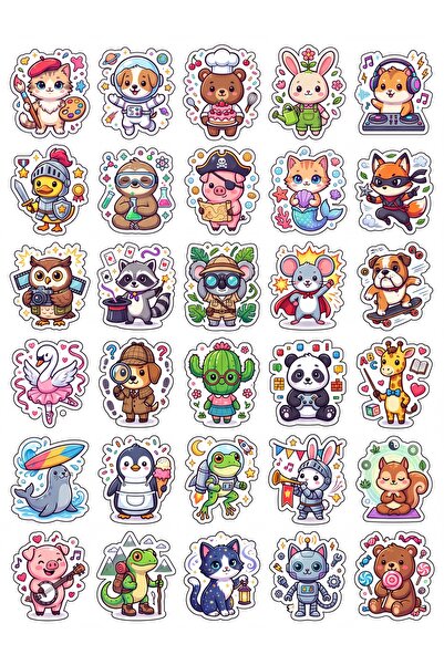 Store 30 Pieces Cute Animals Sticker Set - Design for Laptop Notebook Phone