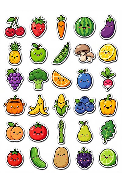 Store 30 Pieces Fruit and Vegetable Sticker Set - for Laptop, Notebook, Phone