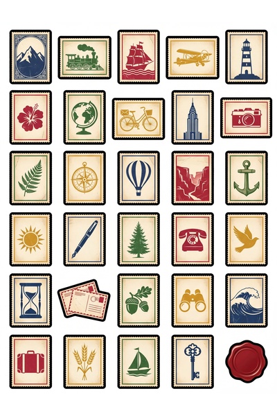 Store 30 Pieces Vintage Postage Stamp Travel Sticker Set - for Laptop, Agenda...