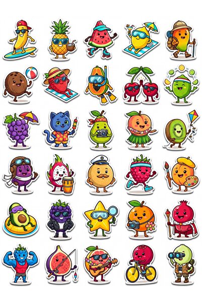 Store 30 Pieces Fun Summer Fruits Sticker Set - for Laptop, Notebook, Phone, ...