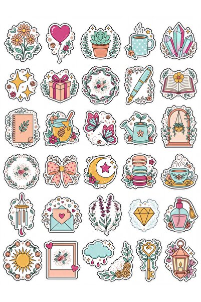 Store 30 Pieces Pastel Motivational Sticker Set - for Agenda Notebook Laptop