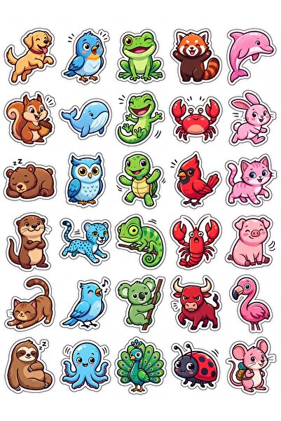 Store 30 Pieces Shiny Animal Sticker Set - for Laptop, Notebook, Phone