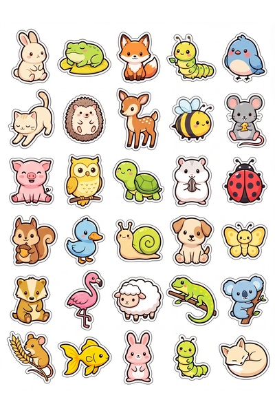 Store 30 Pieces of Forest Animals Sticker Set - Cute Pack for Laptop, Agenda,...