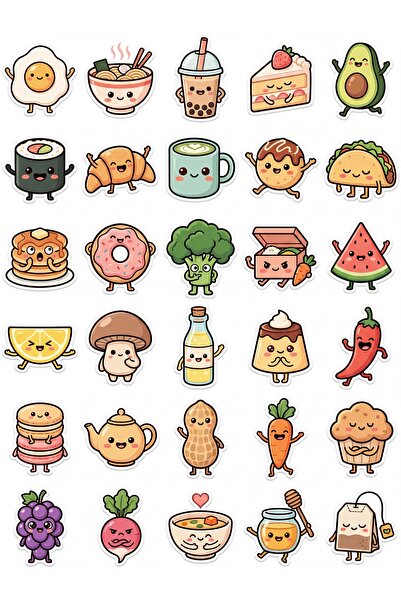 Store 30 Pieces Cute Food Sticker Set - for Laptop, Notebook, Water Bottle