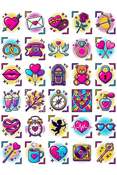Store 30 Pieces Retro Pop Art Romantic Sticker Set - for Laptop, Notebook, Phone