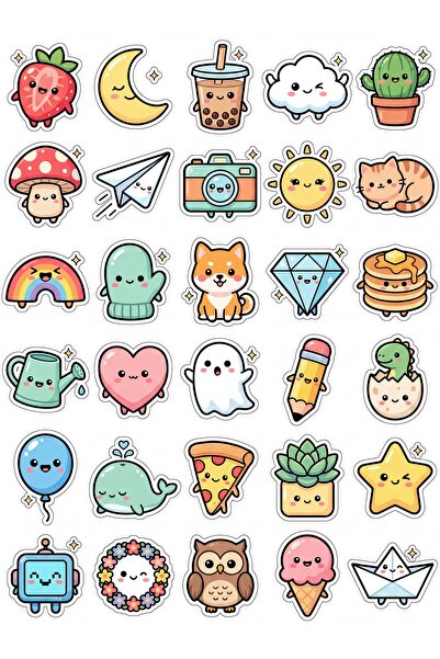 Store 30 Pieces Cute Characters Sticker Set - for Laptop, Phone, Agenda