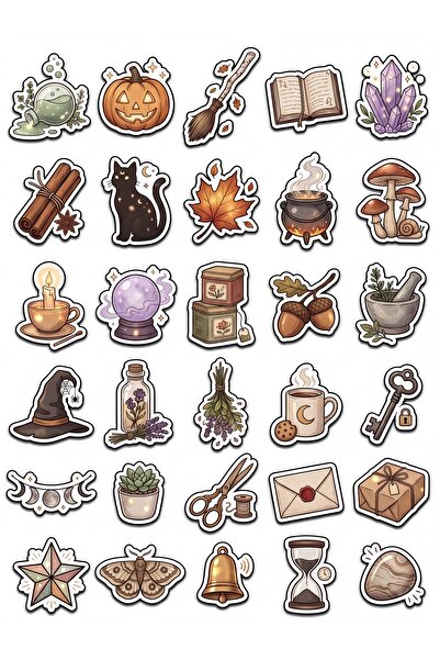 Store 30 Pieces Vintage Magical Autumn Sticker Set - for Laptop, Notebook, Phone