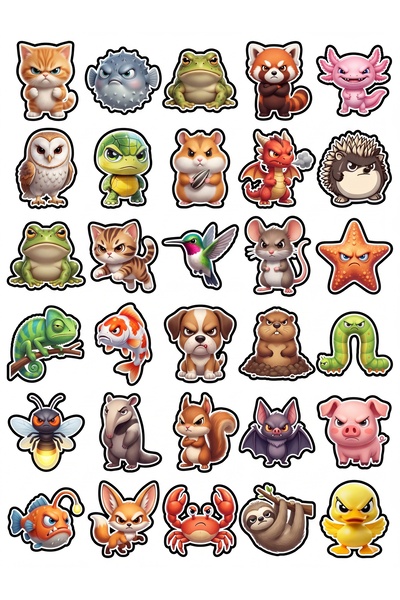 Store 30 Pieces Chibi Asabi Cute Animal Sticker Set - for Laptop, Phone, Note...