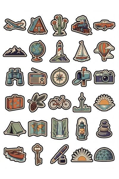 Store 30 Pieces Vintage Travel Themed Sticker Set - for Laptop, Suitcase, Not...