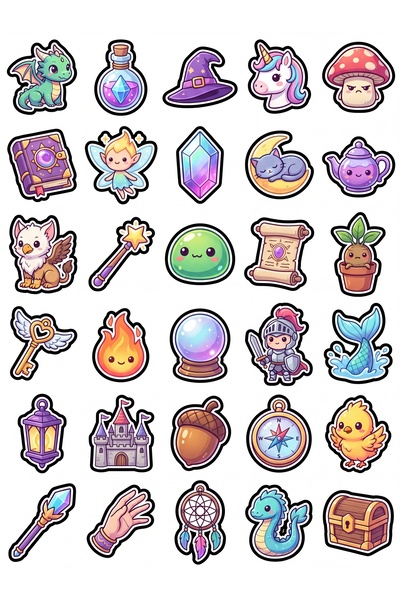 Store 30-Piece Fantastic Creature Sticker Set - Magical Design for Laptop Pho...
