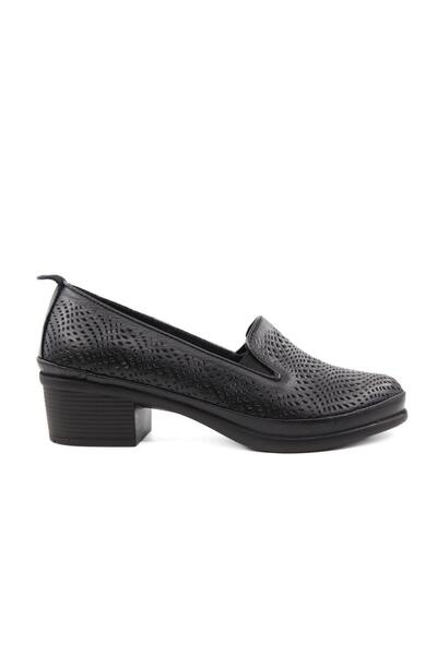 Castle Black 45101 Genuine Leather Black Women's Daily Mother Shoes