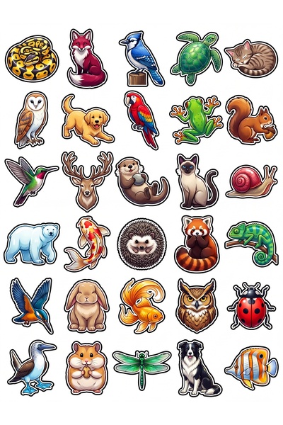 Store 30 Pieces Shiny Cute Animals Sticker Set - for Laptop, Notebook, Phone