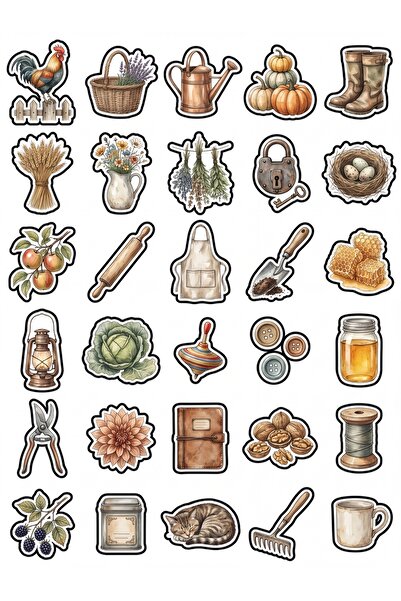 Store 30 Pieces Vintage Rustic Farmhouse Sticker Set - Notebook Agenda Scrapbook