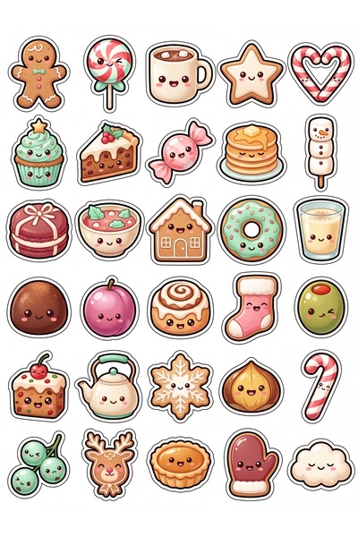 Store 30 Pieces Christmas Sweets Sticker Set - for Laptop, Notebook, Phone