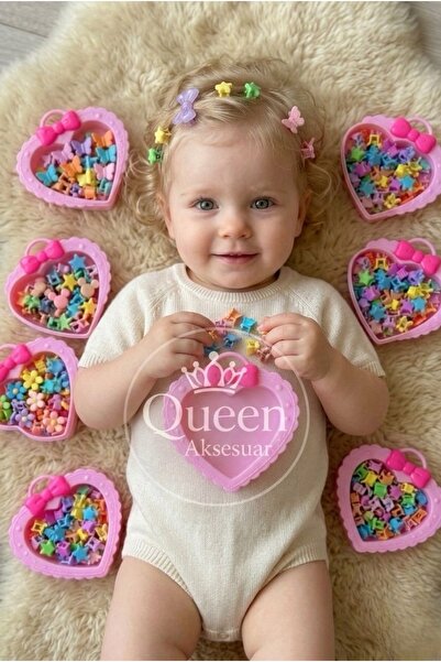 QUEEN AKSESUAR Σετ μίνι κουμπωτών αγκράφες σε σχήμα ροζ καρδιάς, 50 τεμάχια, ...