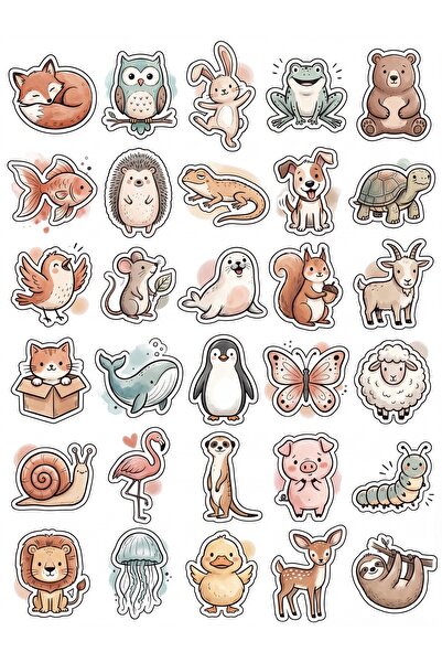 Store 30 Pieces Cute Pastel Animal Sticker Set - Aesthetic Pack for Agenda No...