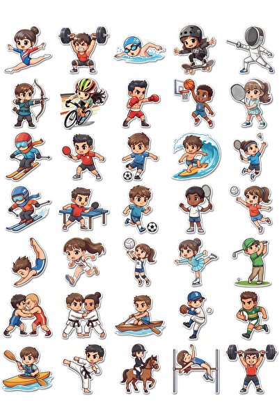 Store 30 Pieces Cute Athlete Sticker Set - Laptop, Notebook, Phone, Water Bottle