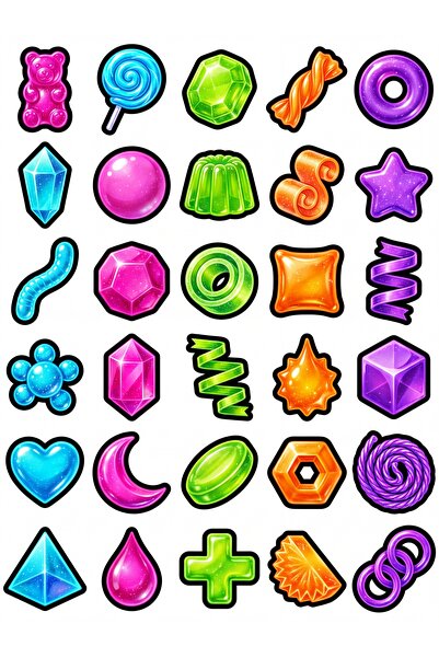 Store 30 Pieces 3D Shiny Neon Candy Sticker Set - Laptop Case Notebook Phone