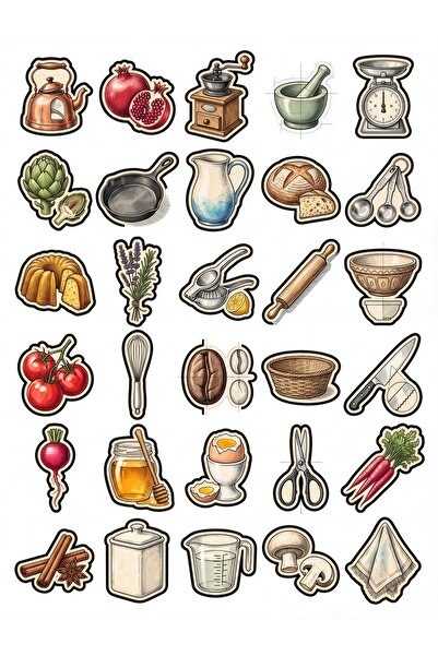 Store 30 Pieces Vintage Kitchen Utensils Sticker Set - Laptop Notebook Agenda...