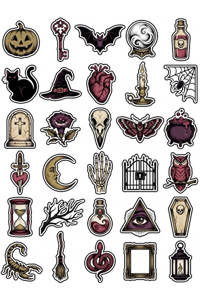 Store 30 Pieces Vintage Gothic Tattoo Design Sticker Set - for Laptop, Notebo...