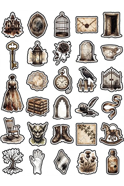 Store 30 Pieces Vintage Gothic Antique Sticker Set - for Agenda Scrapbook Not...