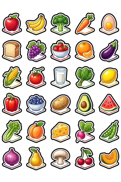 Store 30 Pieces Educational Colorful Food Sticker Set - for Notebook Laptop W...