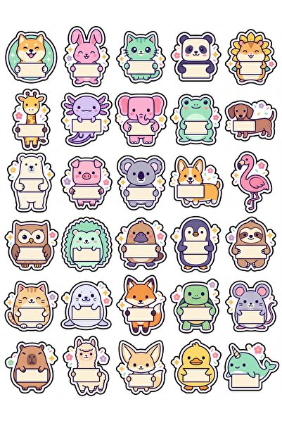 Store 30 Pieces Cute Animals Sticker Set - for Laptop, Phone, and Agenda