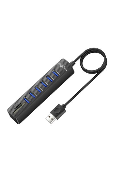 Veggieg USB 2.0 SD MicroSD Kart Okuyucu ve 6 Port USB Çoklayıcı Hub