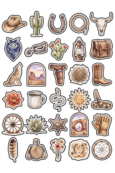 Store 30 Pieces Vintage Desert and Cowboy Sticker Set - for Laptop, Agenda, S...