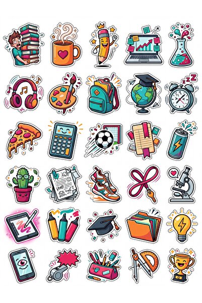 Store 30 Pieces of Energetic Student Life Sticker Set - for Laptop, Notebook,...