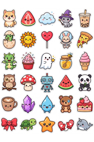 Store 30 Pieces Cute Figures Sticker Set - for Laptop, Phone, and Notebook