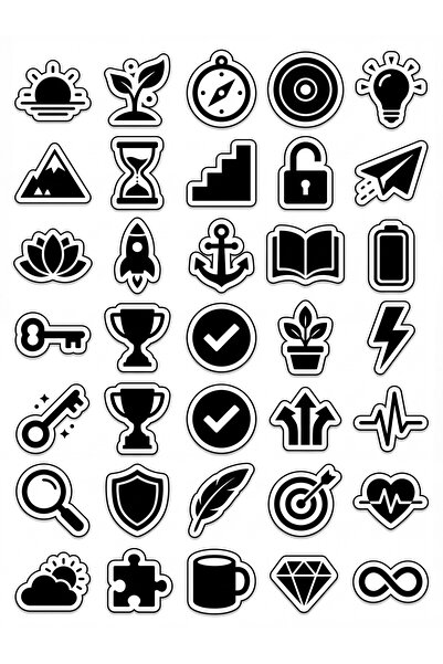 Store 30 Pieces Minimal Black and White Motivational Sticker Set - for Laptop...