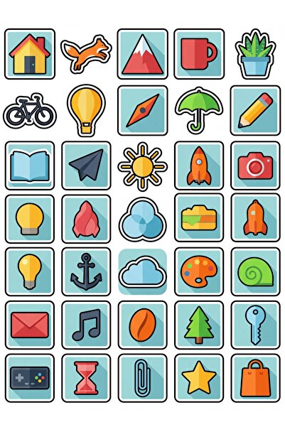 Store 30 Pieces Modern Geometric Icon Sticker Set - Aesthetic Stickers for La...