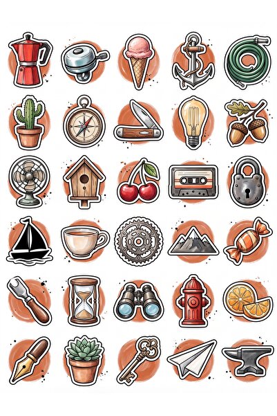 Store 30 Pieces Retro Graphic Badge Design Sticker Set - for Laptop, Phone, A...