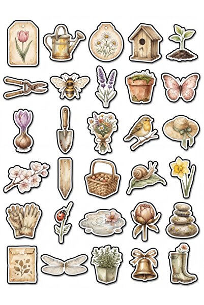 Store 30 Pieces Vintage Botanical Garden Sticker Set - for Scrapbook, Agenda,...