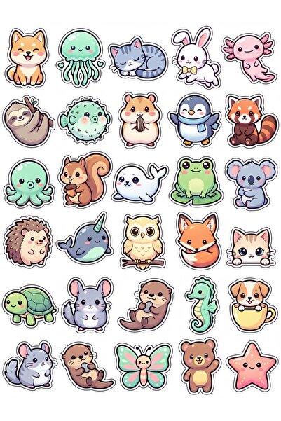 Store 30 Pieces Cute Animal Sticker Set - for Laptop, Notebook and Phone
