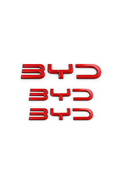 EDEXPORT مجموعة من 3 حروف لشعار سيارة BYD، مقاس 3.4×18 سم، كروم أسود أحمر
