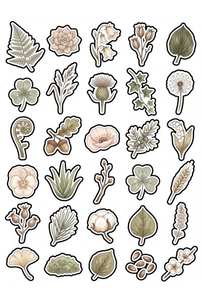Store 30 Pieces Minimalist Nordic Botanical Sticker Set - for Agenda Notebook...