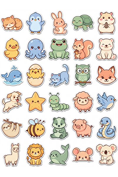 Store 30 Pieces Cute Animal Sticker Set - for Laptop, Notebook, Phone