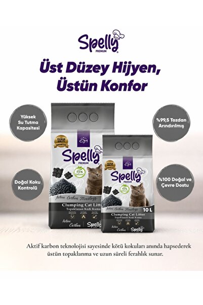 SPELLY Premium Kedi Kumu Aktif Karbon 10 Lt
