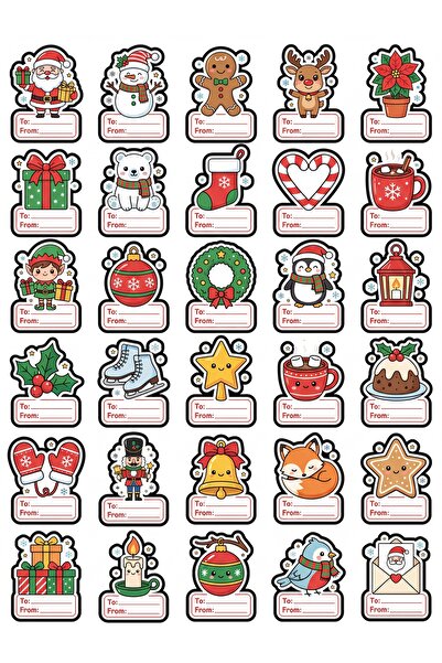 Store 30 Pieces Christmas Gift Tag Sticker Set - Package for Notebook Phone P...