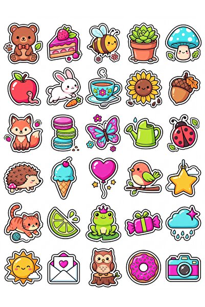 Store 30 Pieces Sweet Animals and Nature Sticker Set - for Laptop, Notebook, ...
