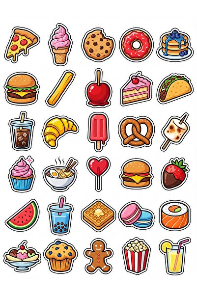 Store 30 Colorful Dessert and Snack Sticker Set - Laptop Notebook Phone
