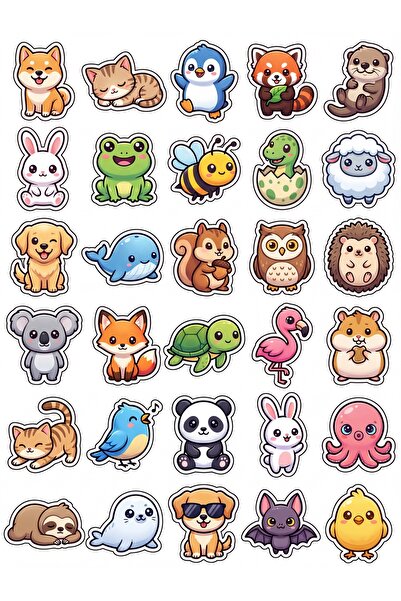Store 30 Pieces Cute Animals Sticker Set - for Laptop, Notebook, Phone