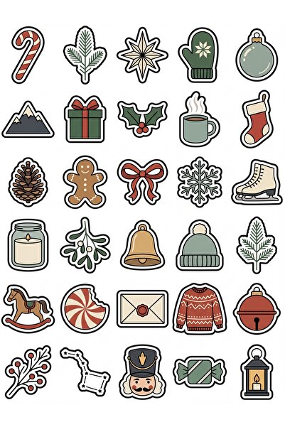 Store 30 Pieces Vintage Christmas Themed Sticker Set - for Laptop, Notebook, ...