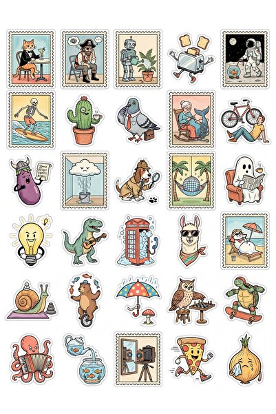 Store 30 Pieces Retro Fun Sticker Set with Flake Design - for Laptop, Noteboo...