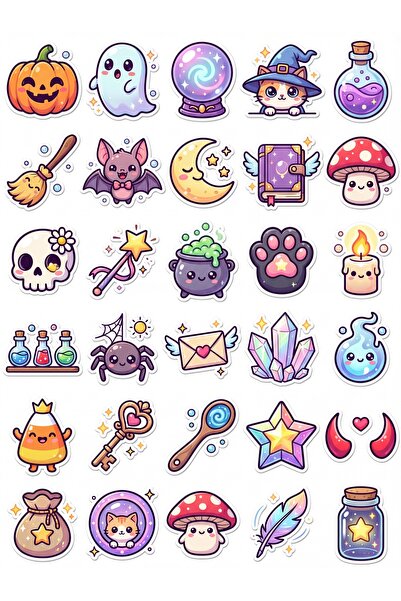 Store 30 Pieces Cute Magical Objects Sticker Set - for Laptop, Notebook, Phone