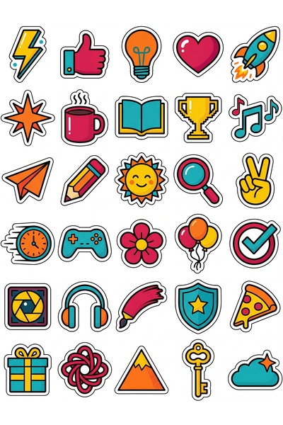 Store 30 Pieces Pop Art Motivational Icon Sticker Set - for Laptop, Notebook,...
