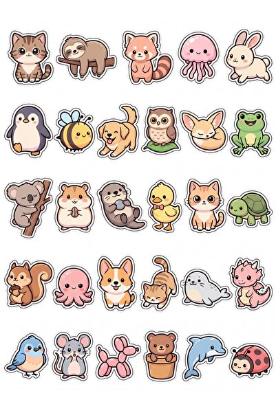 Store 30 Pieces Pastel Animal Sticker Set - for Laptop, Notebook, Phone